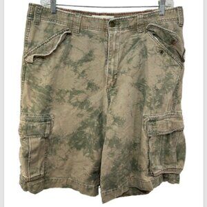 Mossimo Cargo Supply mens shorts 38 brown green camoflauge vtg distressed casual